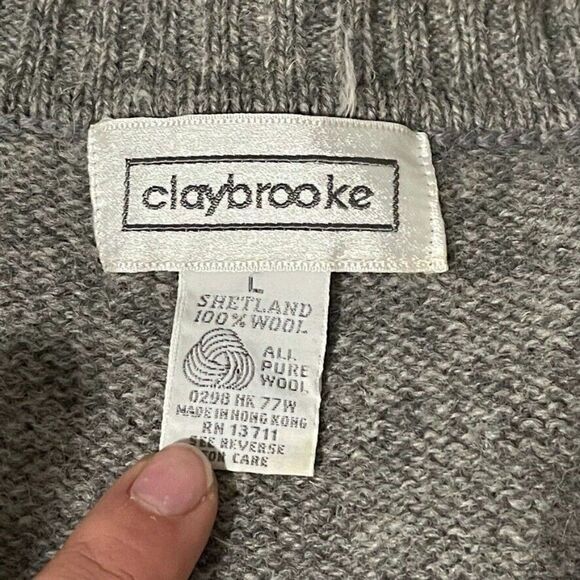 Vintage 90s Claybrooke Wool Red Green Argyle Preppy Christmas Sweater Vest Sz L - Picture 2 of 8